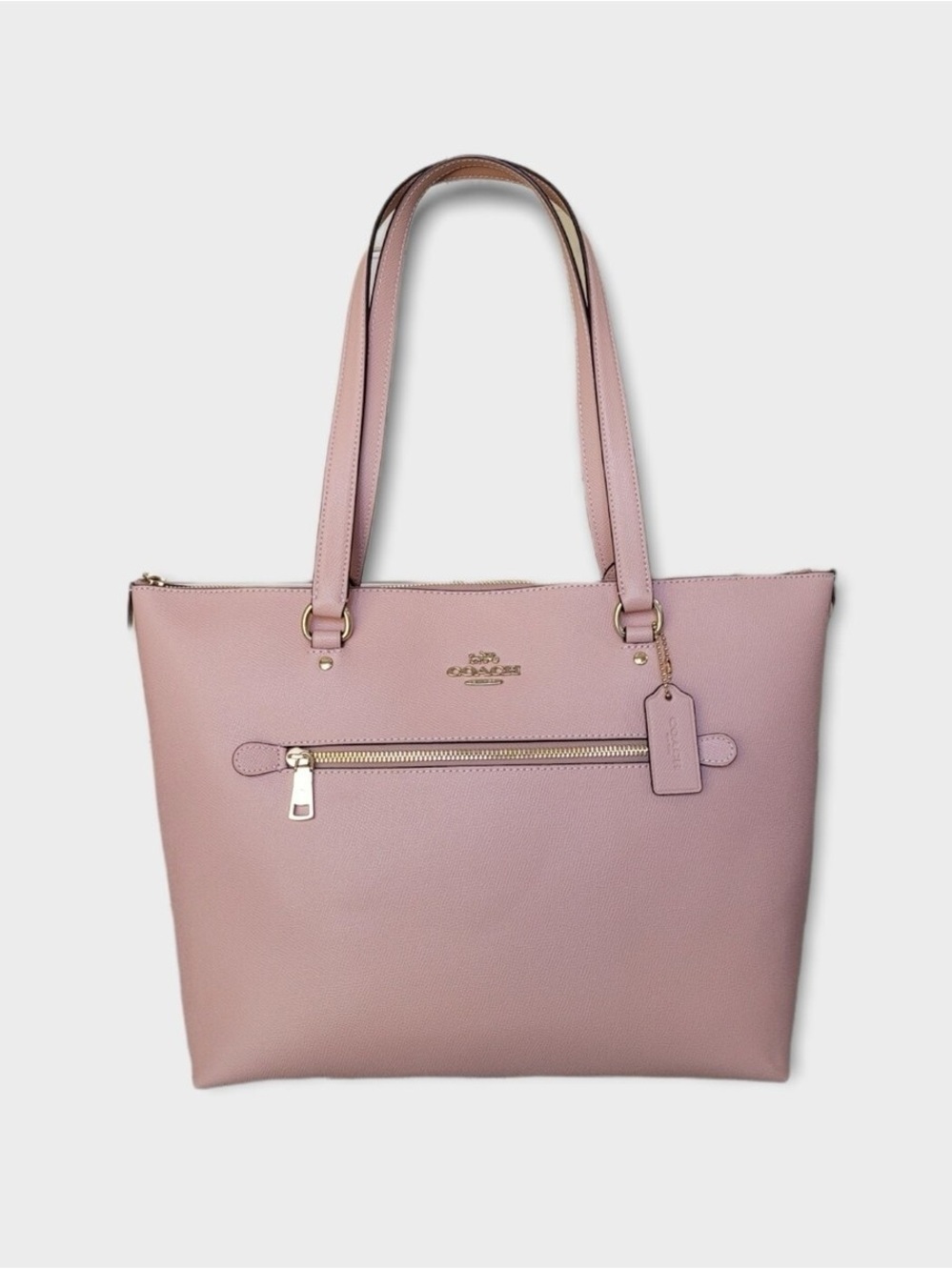 Coach Blush Pink Leather Tote with Front Zip